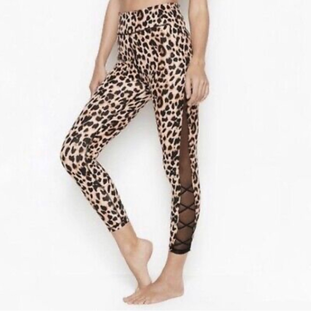 Victoria’s Secret Leopard High Rise Mesh Lace Up Leggings